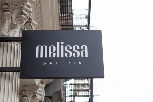 New York, New York, USA - September 26, 2019: Sign over melissa galeria on Broadway in Soho.