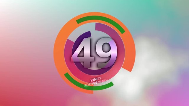 49 Years Anniversary Digital Tech Circle Colorful Background