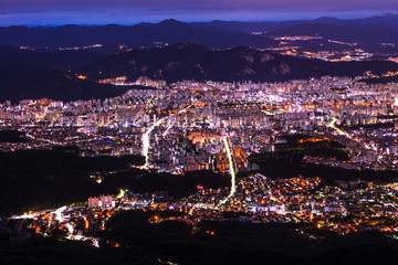 Fototapeta na wymiar Aerial View Of Seoul South Korea at night