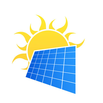 Solar panel icon. Flat illustration of solar panel icon for web