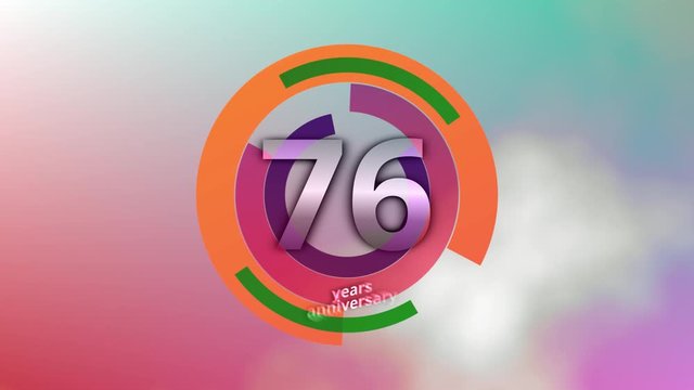 76 Years Anniversary Digital Tech Circle Colorful Background