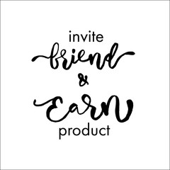 Refer a friend vector lettering. Referral marketing phrase isolated on white background. Handwritten brush pen calligraphy poster for loyalty program. Attract customers flyer. Start referring, invite