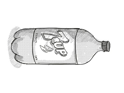 7-Up 2 liter plastic bottle Cartoon Retro Drawing