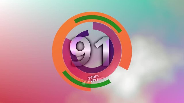 91 Years Anniversary Digital Tech Circle Colorful Background