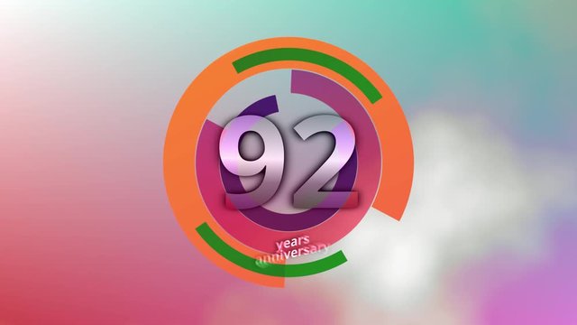92 Years Anniversary Digital Tech Circle Colorful Background