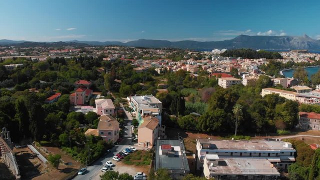 Corfu garitsa, aerial drone shot 4k