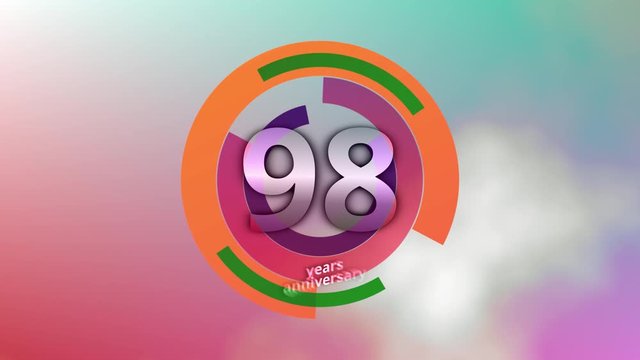 98 Years Anniversary Digital Tech Circle Colorful Background