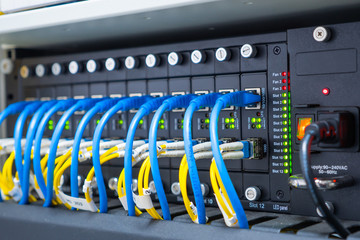 Ethernet Cables And  Network With Cable Lan Rj45.