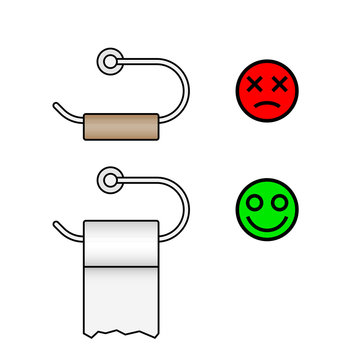 Full And Empty Toilet Paper Roll Vector Icons.