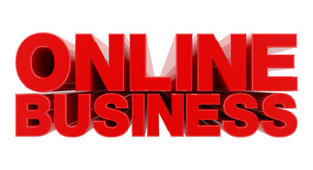 ONLINE BUSINESS red word on white background illustration 3D rendering