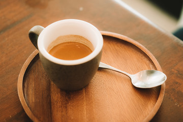 Hot coffee in the cafe