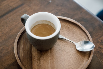 Hot coffee in the cafe