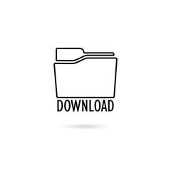 Download folder glyph flat icon on white background