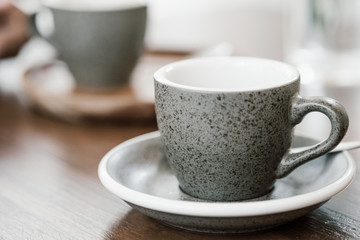 Hot coffee in the cafe