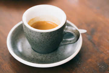 Hot coffee in the cafe