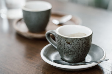 Hot coffee in the cafe