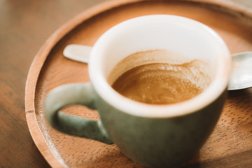 Hot coffee in the cafe