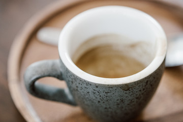 Hot coffee in the cafe
