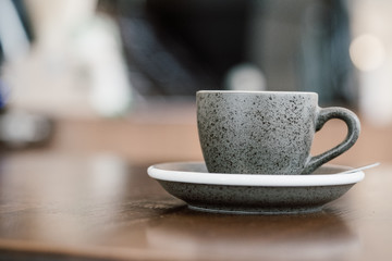 Hot coffee in the cafe