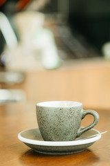 Hot coffee in the cafe