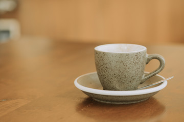 Hot coffee in the cafe