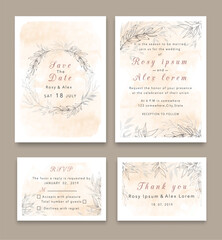 Wedding Invitations save the date card design with elegant garden anemone.