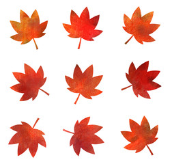 秋 もみじアイコンセット （水彩色鉛筆）