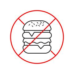 No burger sign. No food allowed. Forbidden symbol. 