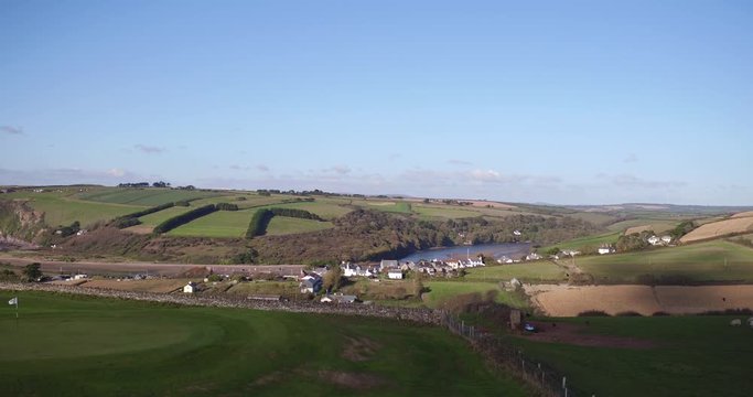 Thurlestone golf club Devon UK. Aerial view using a drone.