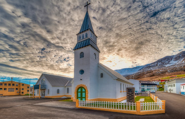 Fototapeta na wymiar The beautiful church of Fjallabyggo - Iceland