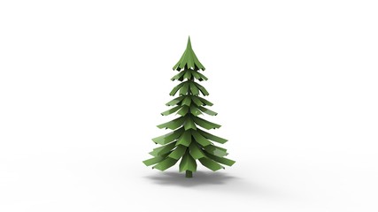 3d rendering of a animated tree isolated in white studio background