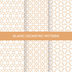 Set of Seamless Ornament Geometric Patterns, Arabic Islamic Style Pattern Collection