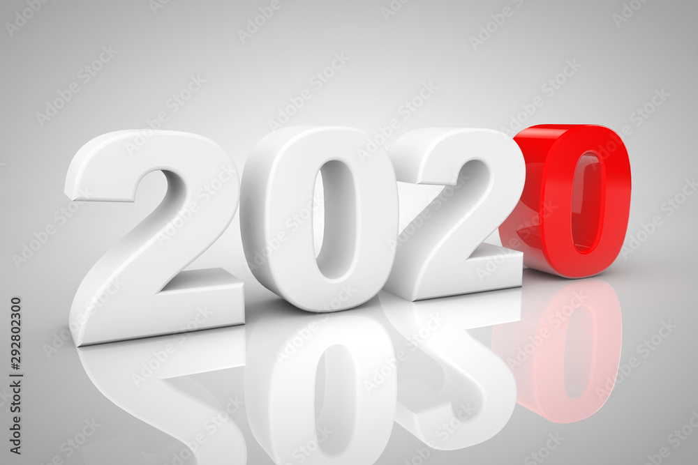 Aufkleber new year 2020 3d sign. 3d rendering