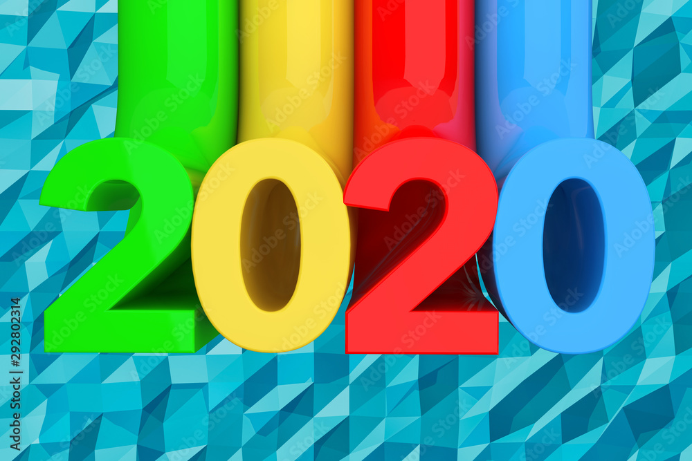 Aufkleber Abstract New 2020 Year Sign. 3d Rendering