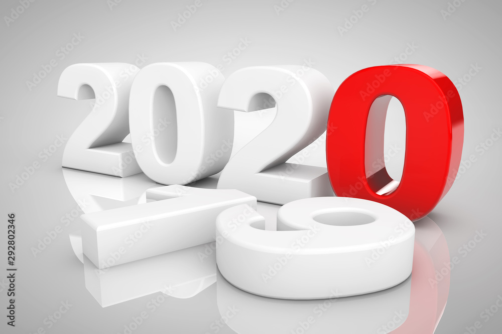 Aufkleber new year 2020 3d sign. 3d rendering