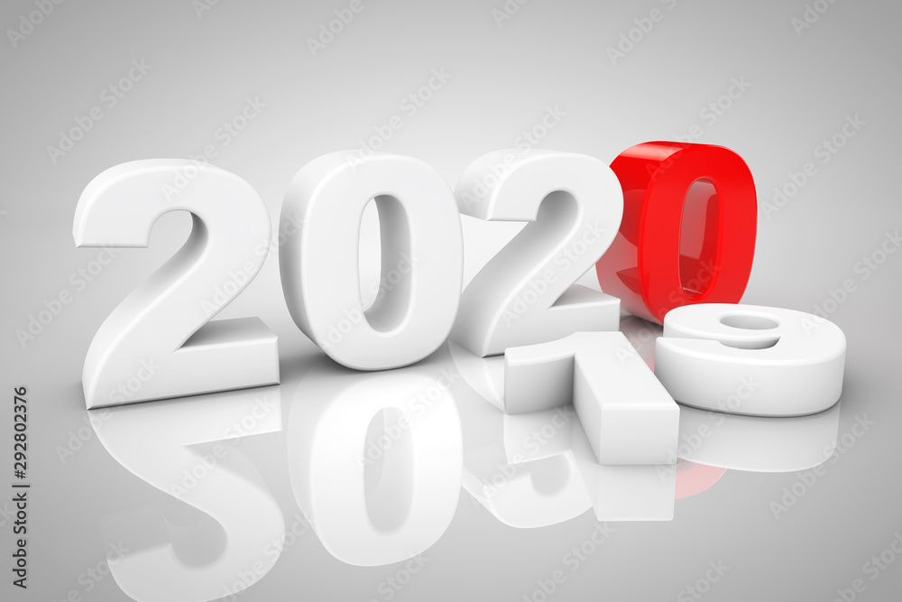 Aufkleber new year 2020 3d sign. 3d rendering