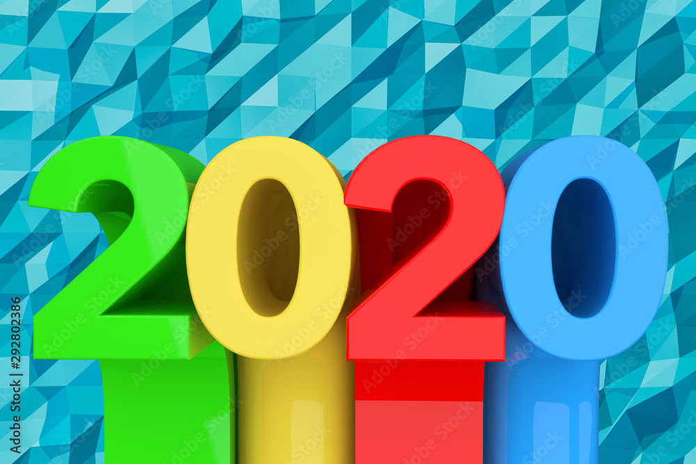Poster Abstract New 2020 Year Sign. 3d Rendering