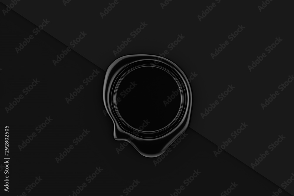 Poster Black Wax Seal with Blank Space for Your Design. 3d Rendering