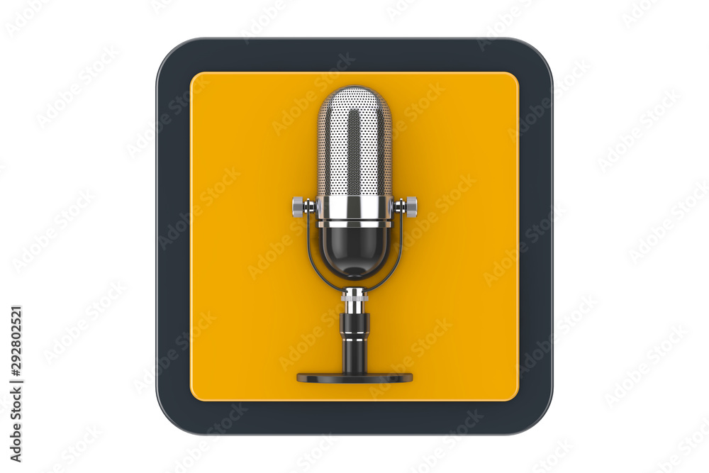 Leinwandbilder Retro Microphone as Touchpoint Web Icon Button. 3d Rendering