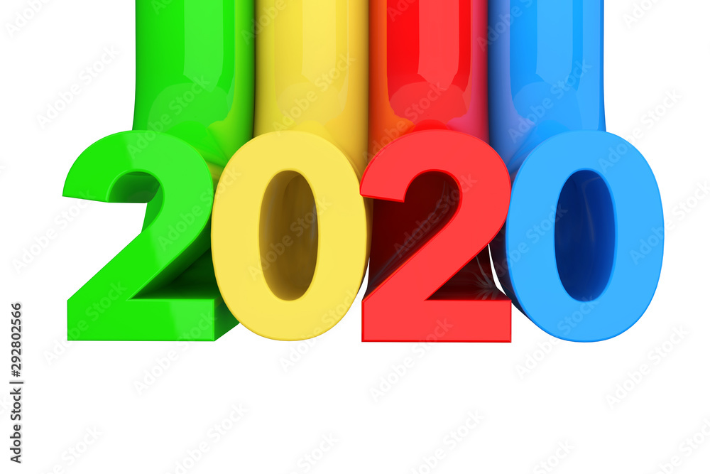 Poster abstract new 2020 year sign. 3d rendering