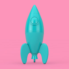 Blue Childs Toy Rocket Mockup Duotone. 3d Rendering