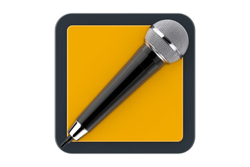 Modern Microphone as Touchpoint Web Icon Button. 3d Rendering