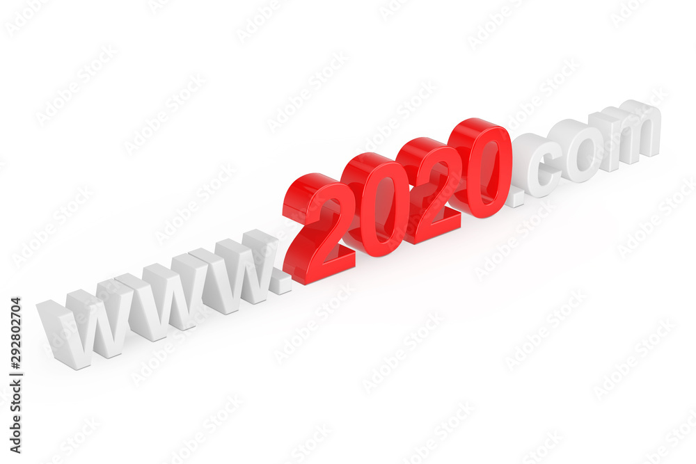 Poster 2020 New Year Concept. WWW 2020 Com Site Name. 3d Rendering