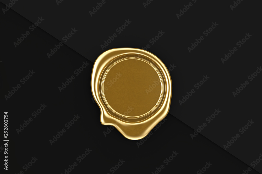 Poster Gold Wax Seal with Blank Space for Your Design. 3d Rendering