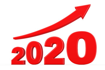 Progress Arrow in New 2020 Year Sign. 3d Rendering