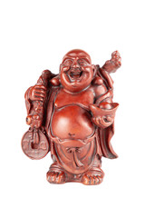 Fototapeta na wymiar Feng Shui Budai Buddha Statuette, Pu-Tai or Happy Laughing Hotei for Money and Wealth