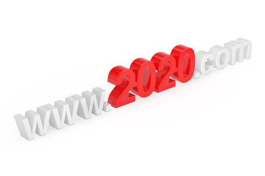 2020 New Year Concept. WWW 2020 Com Site Name. 3d Rendering