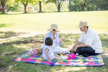 公園で遊ぶ家族のイメージ