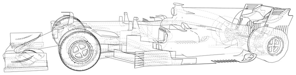 Model speed car. Abstract drawing. Wire-frame. EPS10 format. Vector created of 3d