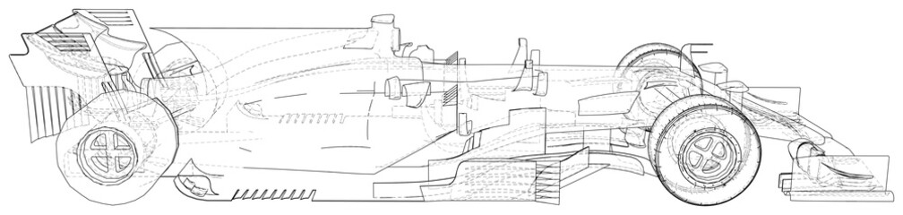 Model speed car. Abstract drawing. Wire-frame. EPS10 format. Vector created of 3d